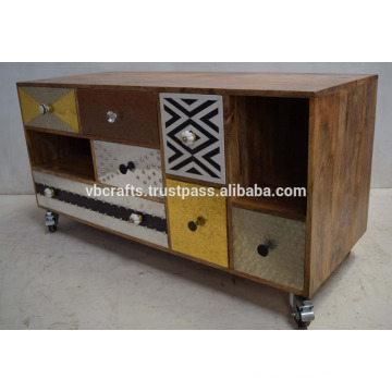 Fancy Bunte metallische Schublade Indian Cabinet